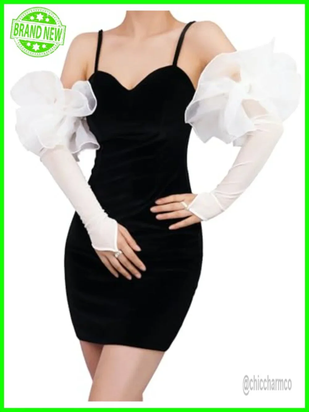 Puff Long Sheer Gloves Oversize Stretchy Tulle Mesh Gloves for Wedding Evening